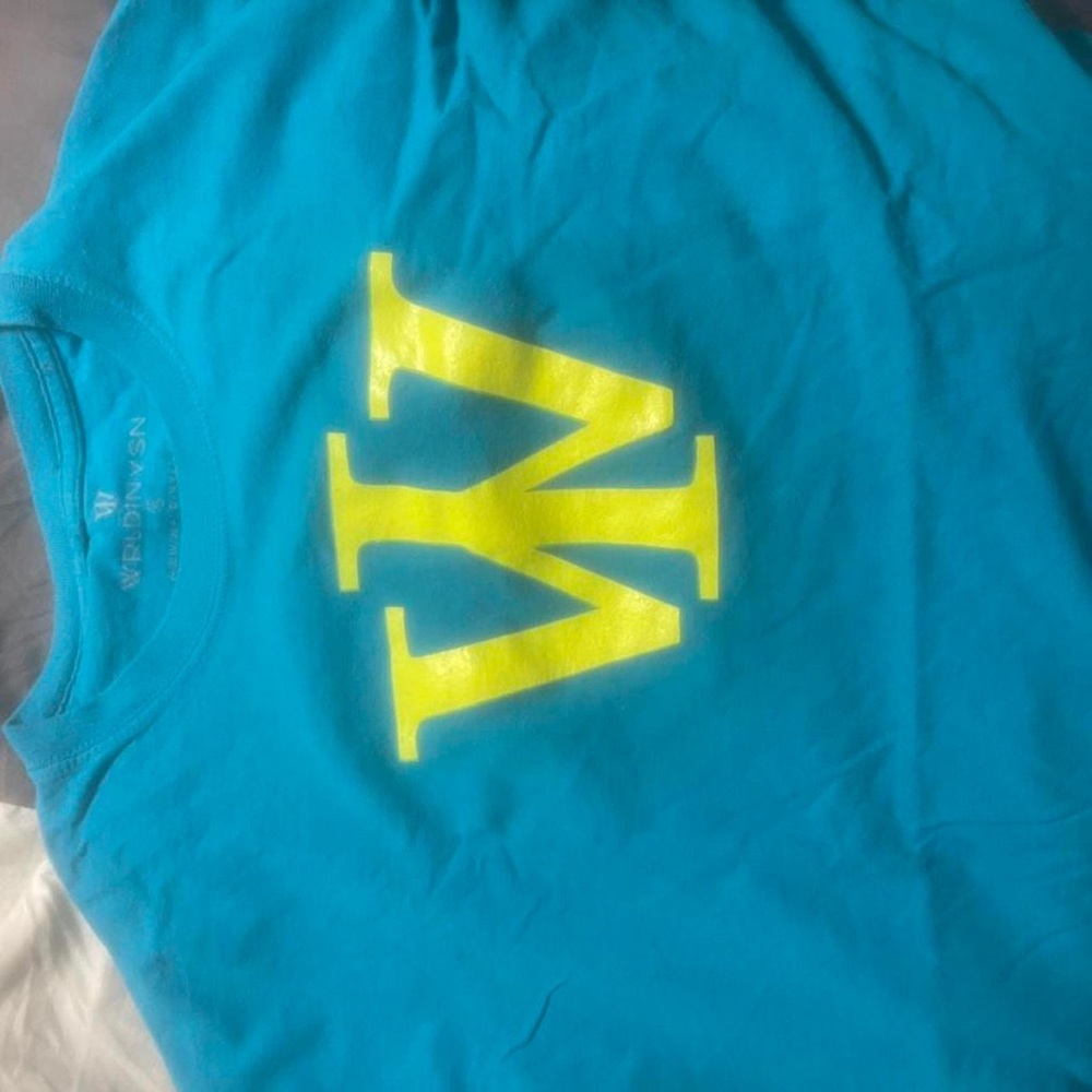 Blue and Neon Slim Athletic Wrldnvisn Tee